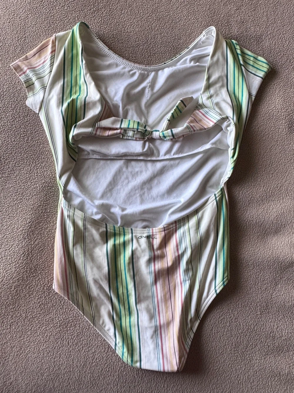 EUC O'Neill Girls' One-Piece swimsuit in Pastel Stripe Colors - Sz 12